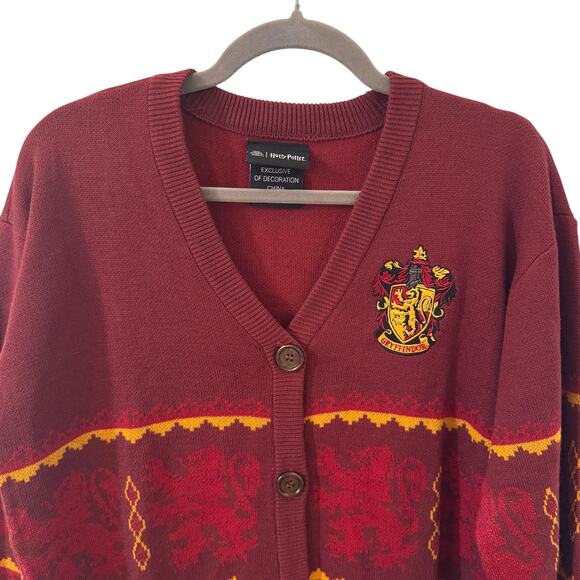 Harry Potter Wizarding World Gryffindor Fair Isle Cardigan Red Size Small - Picture 4 of 10